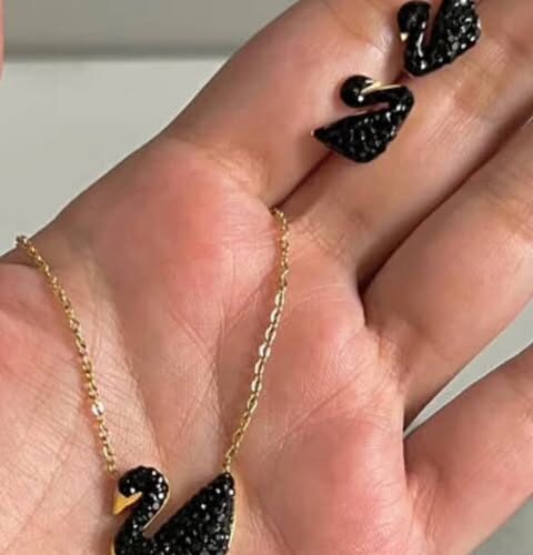 Stainless Swan Earrings And Necklace Set