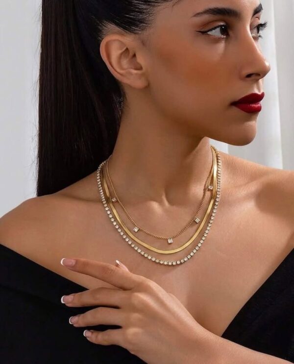 18k Gold plated 3 layers luxury necklace