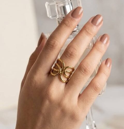 18k gold plated adjustable ring